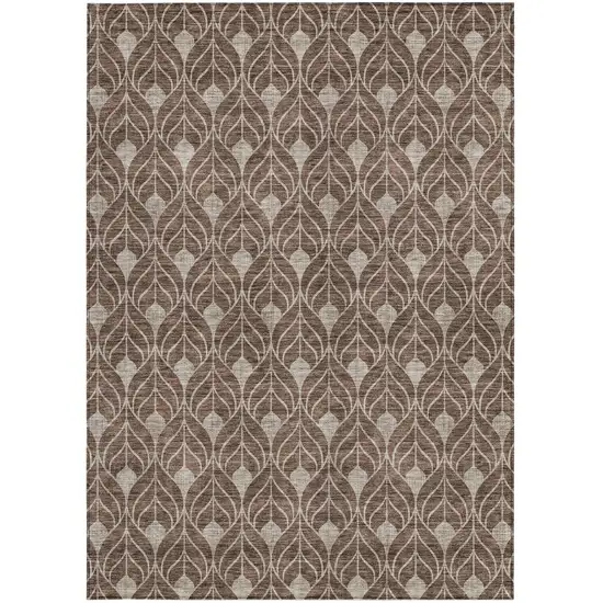 Brown And Beige Geometric Washable Indoor Outdoor Area Rug Photo 5