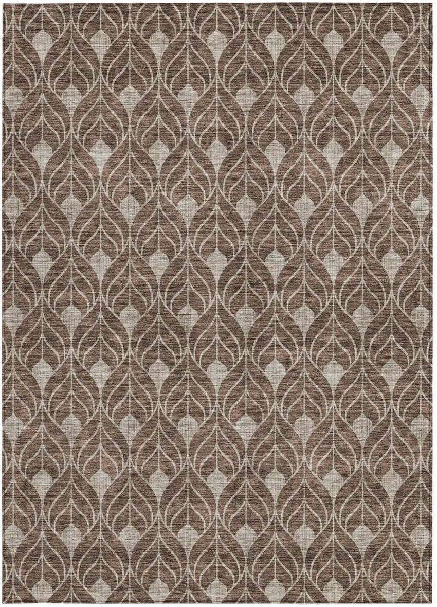Brown And Beige Geometric Washable Indoor Outdoor Area Rug Photo 5