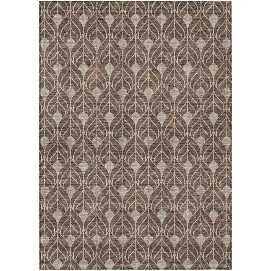 Brown And Beige Geometric Washable Indoor Outdoor Area Rug Photo 2