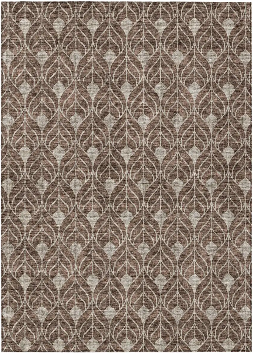Brown And Beige Geometric Washable Indoor Outdoor Area Rug Photo 2