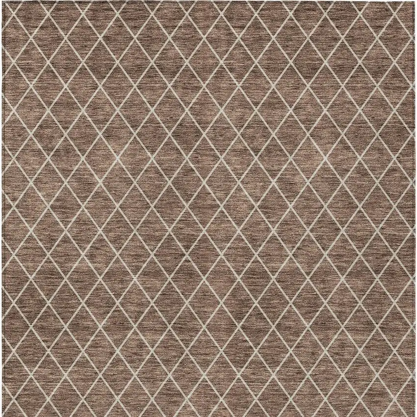 Brown And Beige Geometric Washable Indoor Outdoor Area Rug Photo 7