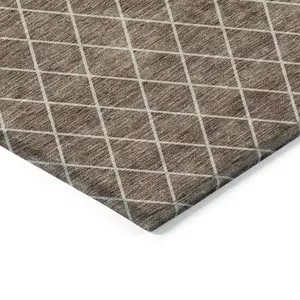 Photo of Brown And Beige Geometric Washable Indoor Outdoor Area Rug