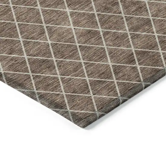 Brown And Beige Geometric Washable Indoor Outdoor Area Rug Photo 4