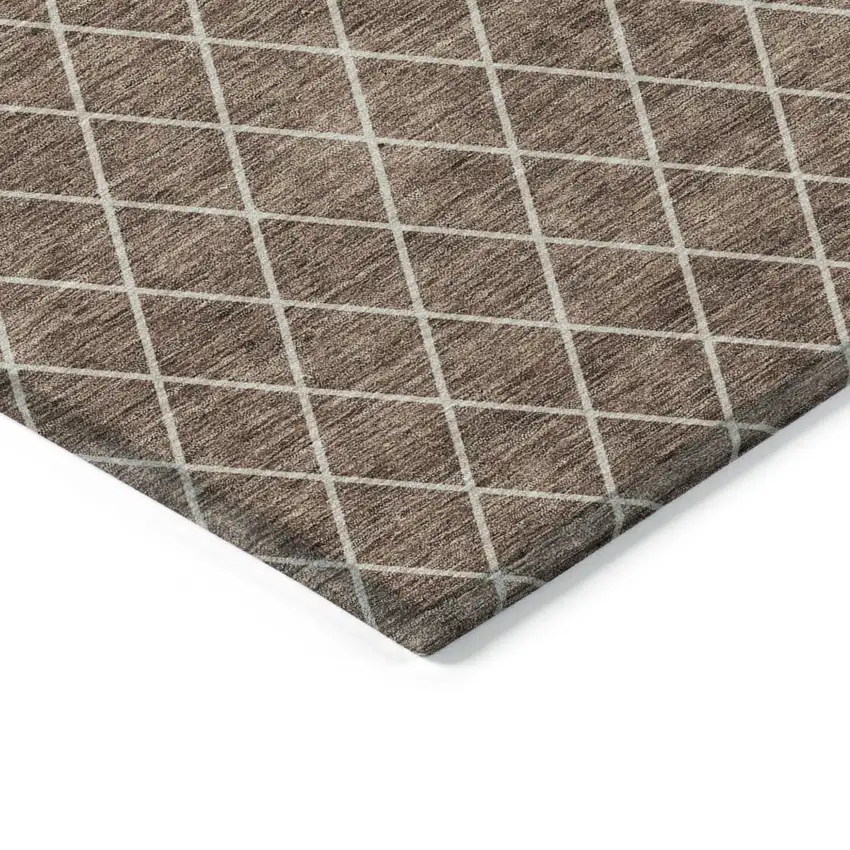 Brown And Beige Geometric Washable Indoor Outdoor Area Rug Photo 4