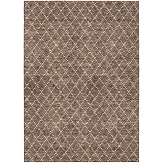 Brown And Beige Geometric Washable Indoor Outdoor Area Rug Photo 2