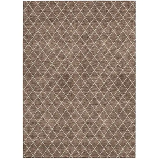 Brown And Beige Geometric Washable Indoor Outdoor Area Rug Photo 7