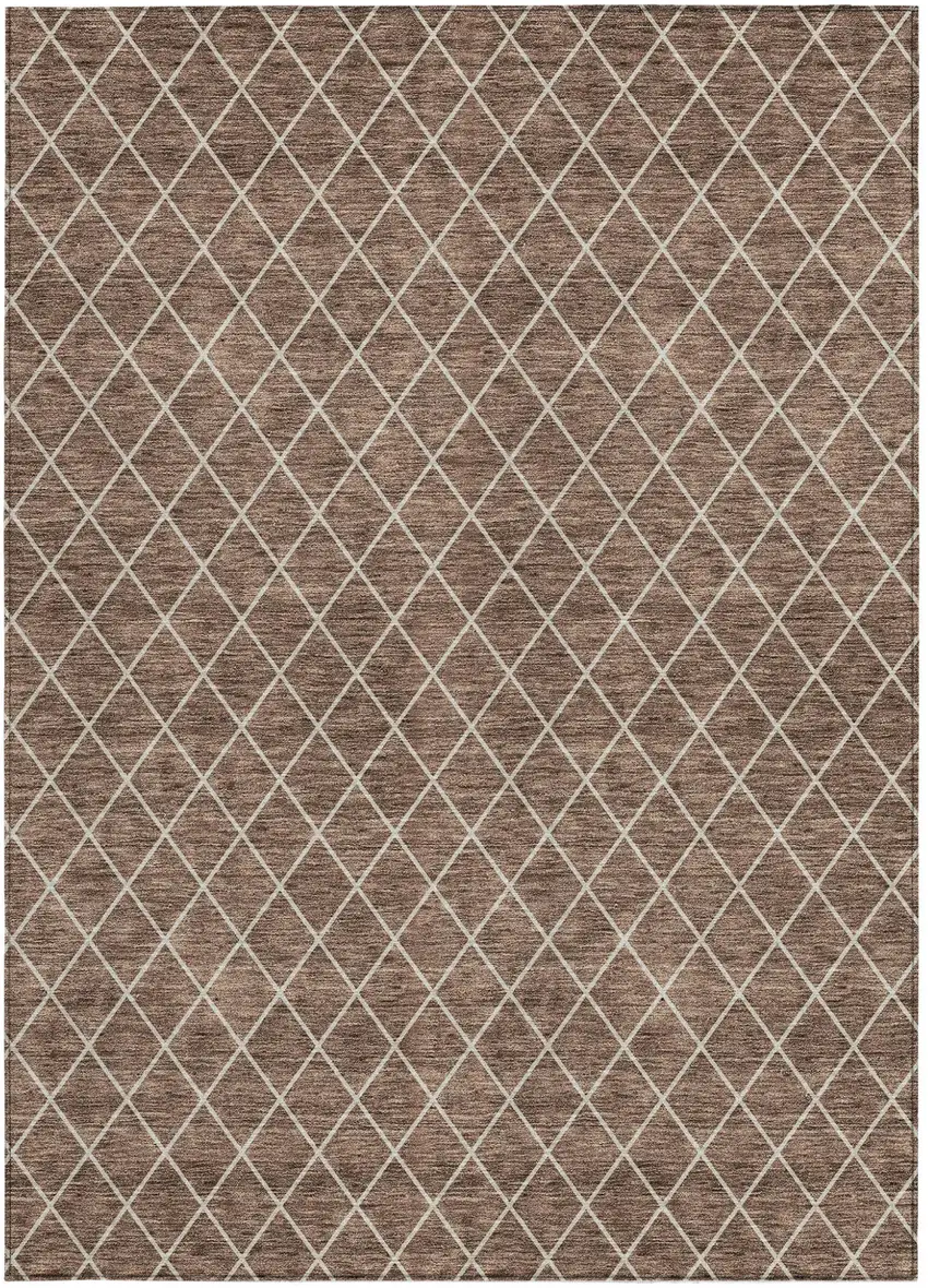 Brown And Beige Geometric Washable Indoor Outdoor Area Rug Photo 7