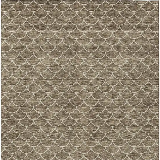 Brown And Beige Geometric Washable Indoor Outdoor Area Rug Photo 7