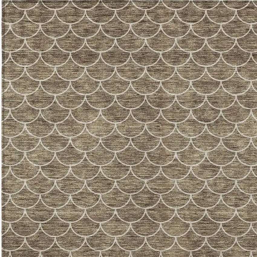 Brown And Beige Geometric Washable Indoor Outdoor Area Rug Photo 6