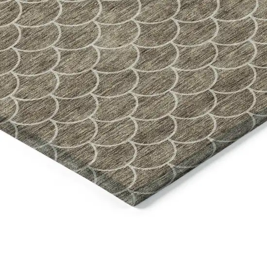 Brown And Beige Geometric Washable Indoor Outdoor Area Rug Photo 4