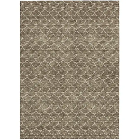 Brown And Beige Geometric Washable Indoor Outdoor Area Rug Photo 7