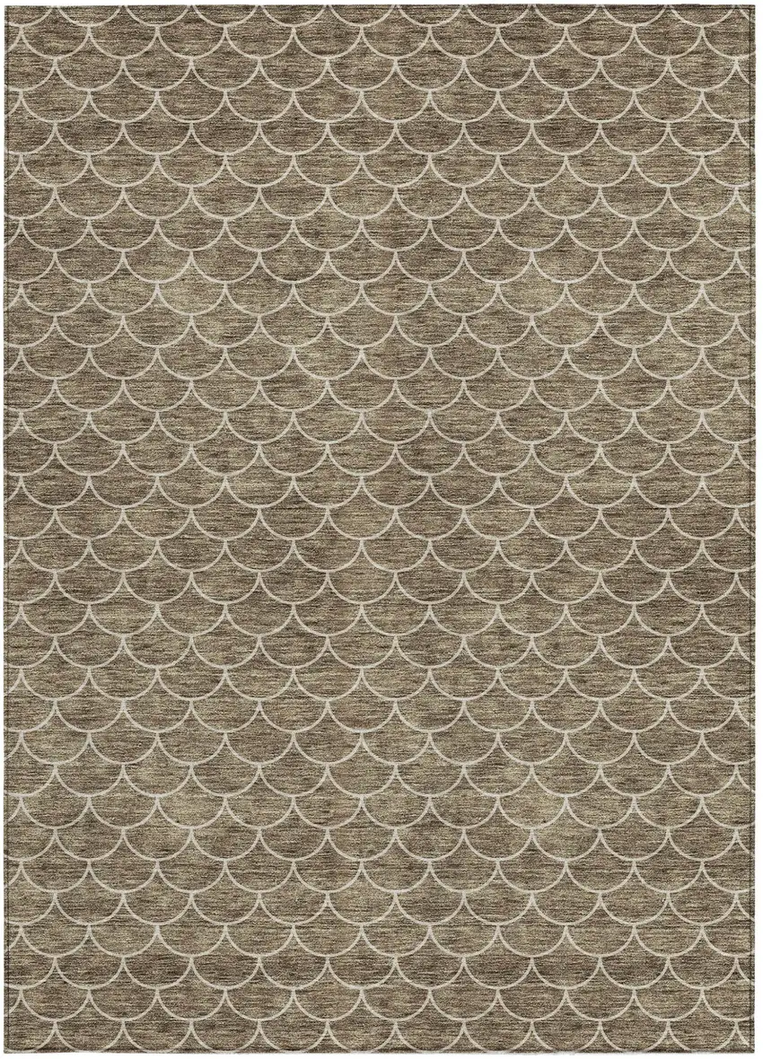 Brown And Beige Geometric Washable Indoor Outdoor Area Rug Photo 7