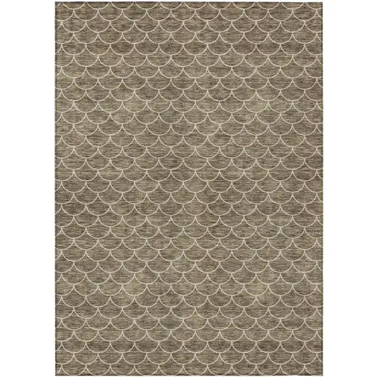 Brown And Beige Geometric Washable Indoor Outdoor Area Rug Photo 2