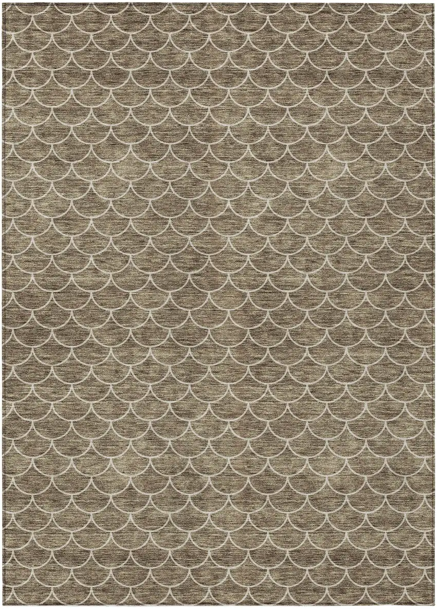 Brown And Beige Geometric Washable Indoor Outdoor Area Rug Photo 2