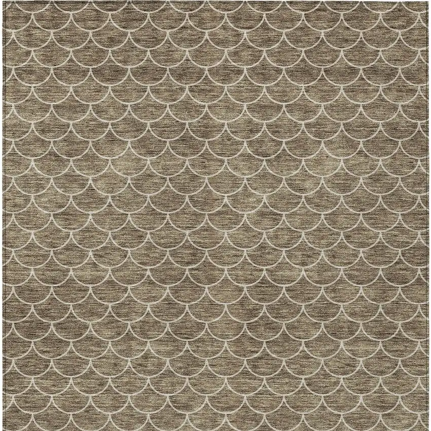 Brown And Beige Geometric Washable Indoor Outdoor Area Rug Photo 8