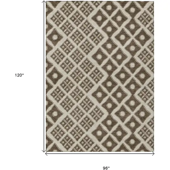 Brown And Beige Geometric Washable Indoor Outdoor Area Rug Photo 3