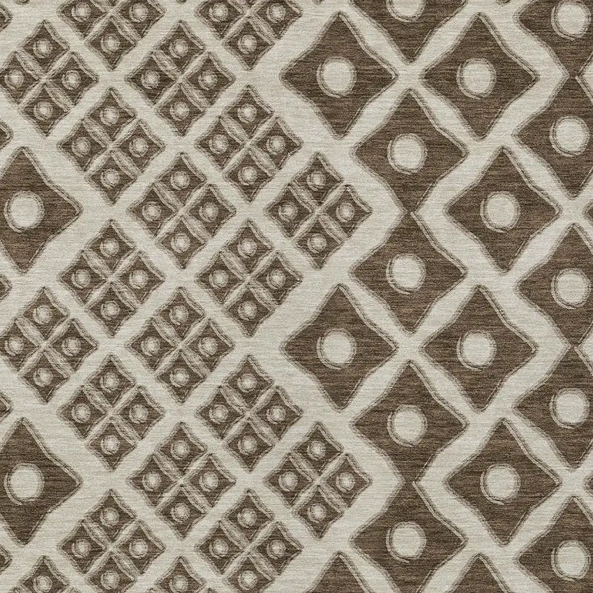 Brown And Beige Geometric Washable Indoor Outdoor Area Rug Photo 6