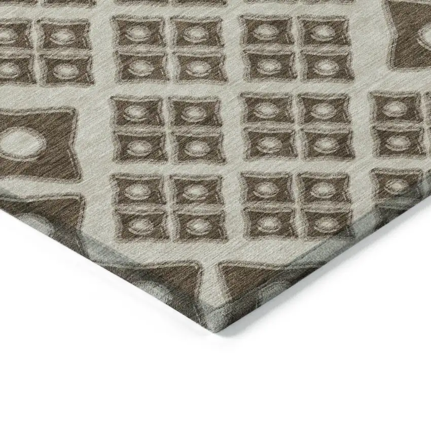 Brown And Beige Geometric Washable Indoor Outdoor Area Rug Photo 4