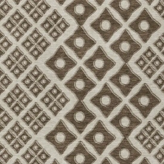 Brown And Beige Geometric Washable Indoor Outdoor Area Rug Photo 6