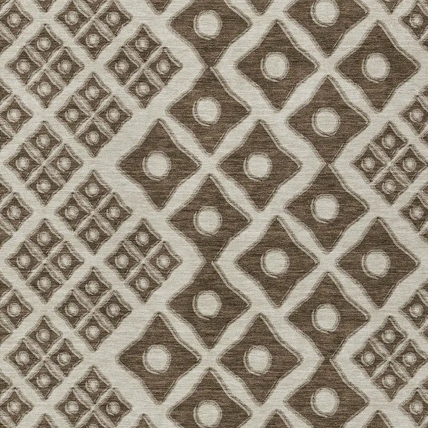 Brown And Beige Geometric Washable Indoor Outdoor Area Rug Photo 6