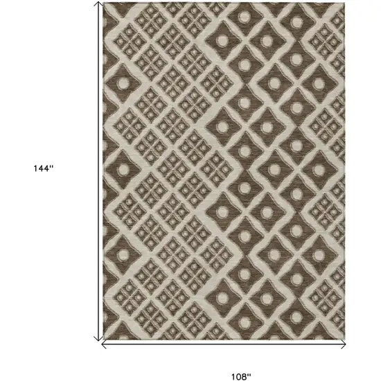 Brown And Beige Geometric Washable Indoor Outdoor Area Rug Photo 3