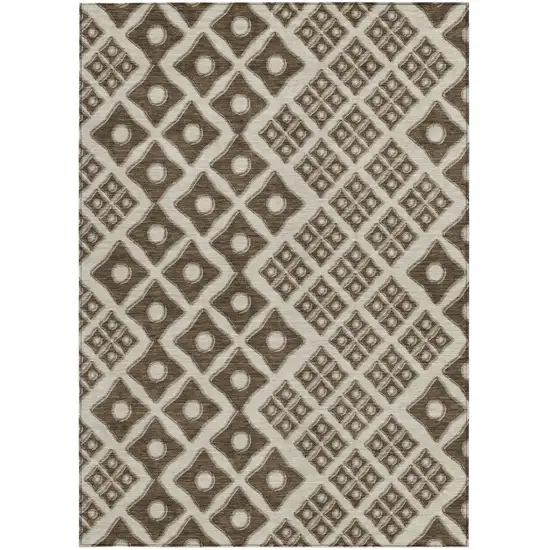 Brown And Beige Geometric Washable Indoor Outdoor Area Rug Photo 7