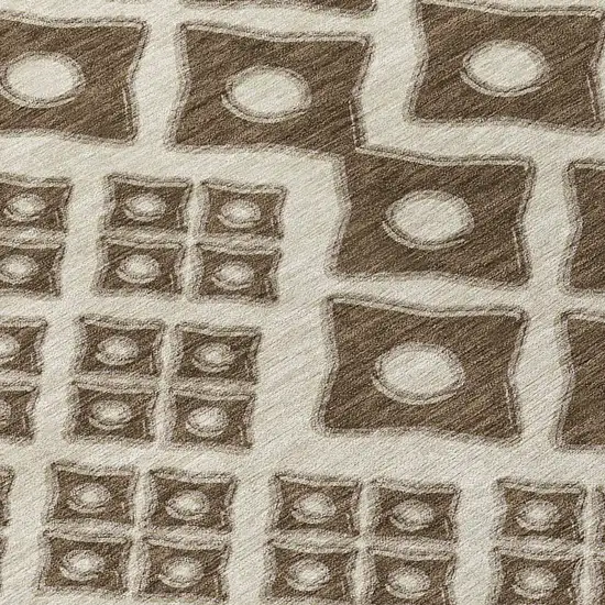 Brown And Beige Geometric Washable Indoor Outdoor Area Rug Photo 6