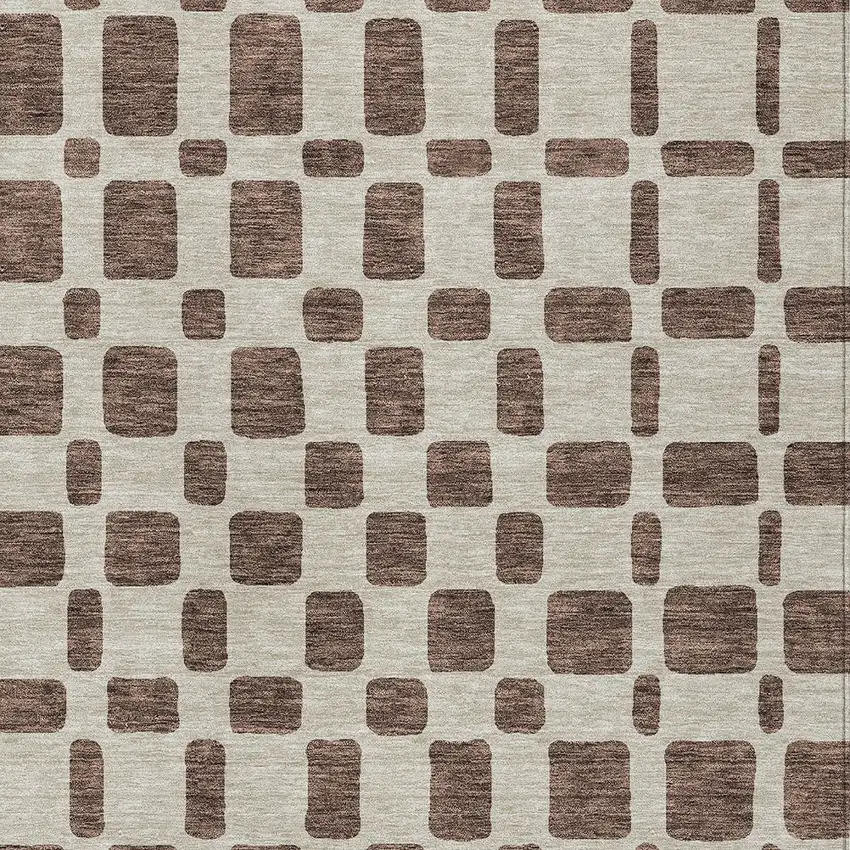 Brown And Beige Geometric Washable Indoor Outdoor Area Rug Photo 6