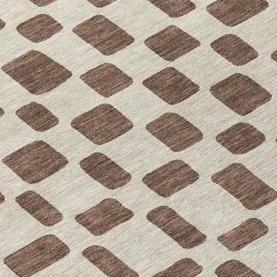 Brown And Beige Geometric Washable Indoor Outdoor Area Rug Photo 8