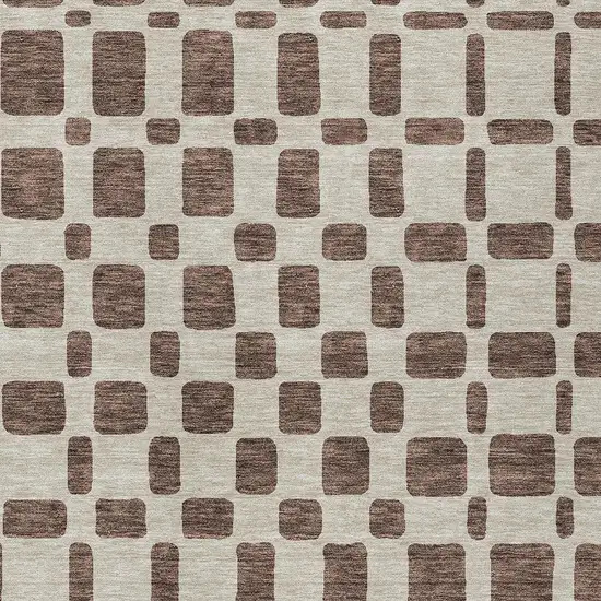 Brown And Beige Geometric Washable Indoor Outdoor Area Rug Photo 6