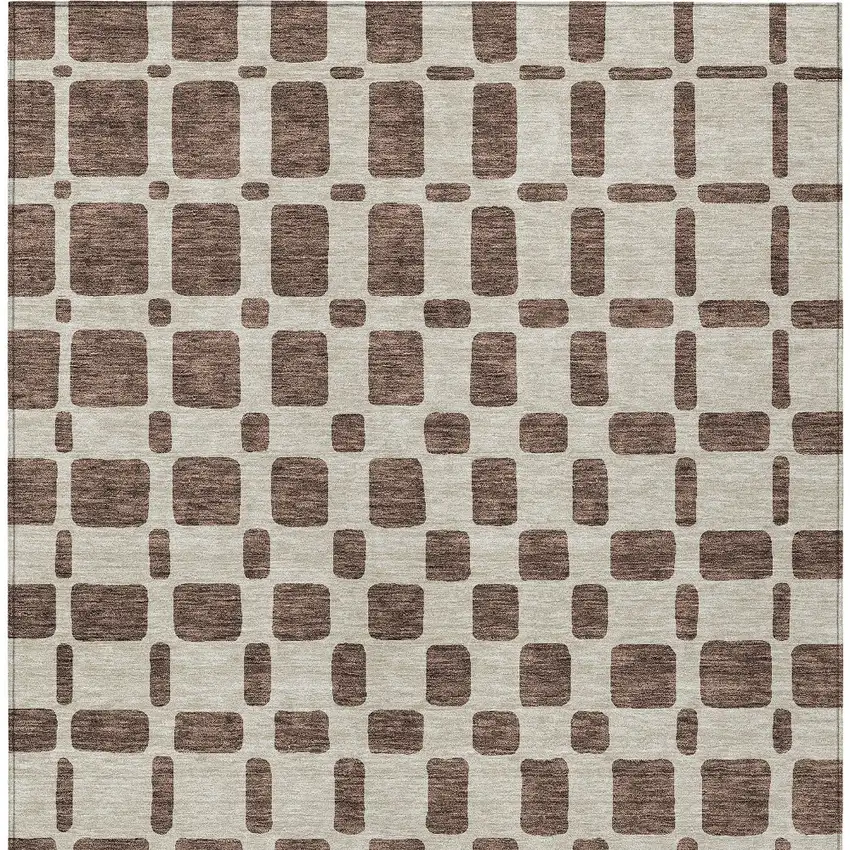 Brown And Beige Geometric Washable Indoor Outdoor Area Rug Photo 7