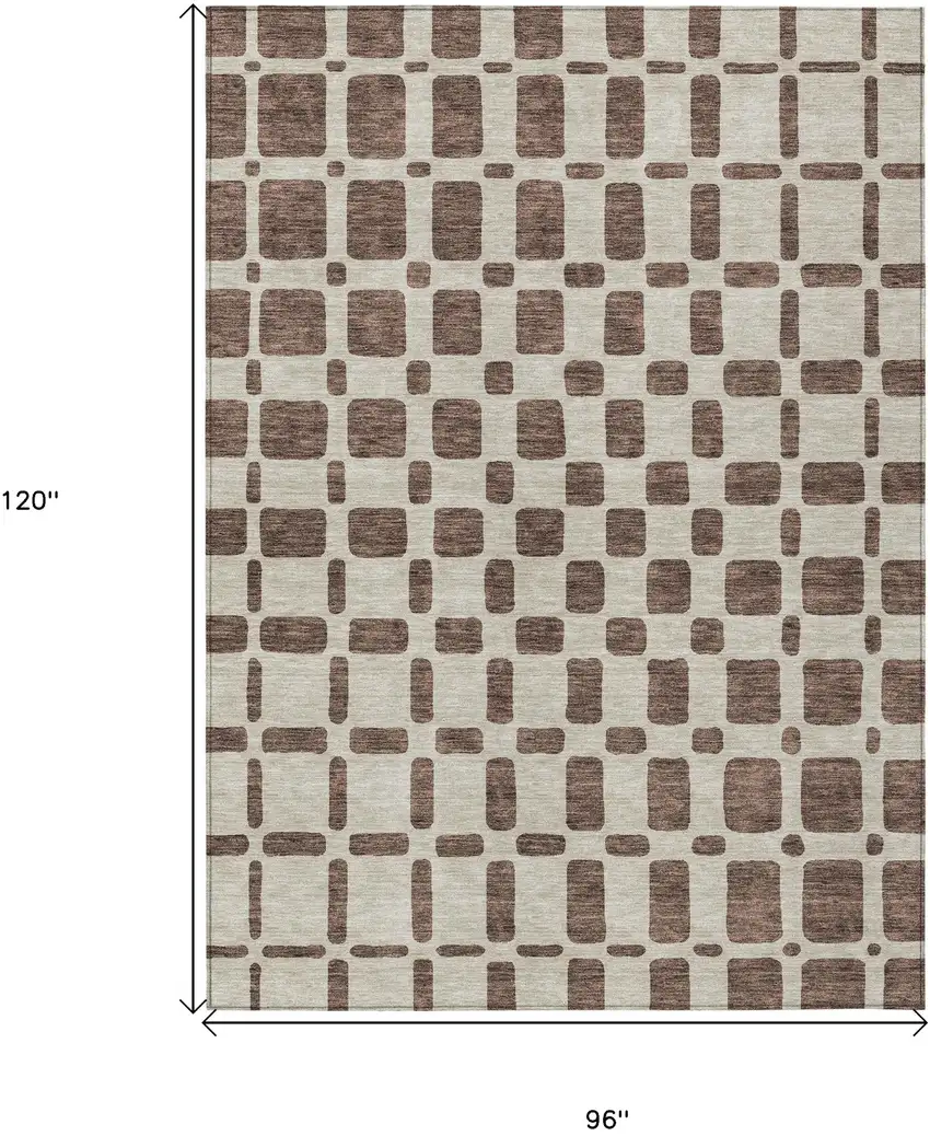 Brown And Beige Geometric Washable Indoor Outdoor Area Rug Photo 3
