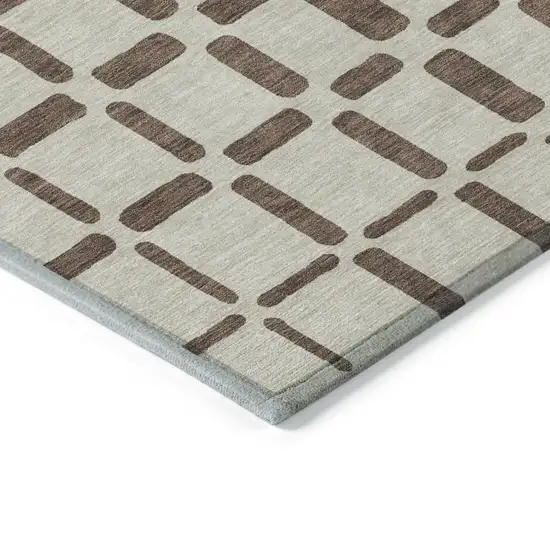 Brown And Beige Geometric Washable Indoor Outdoor Area Rug Photo 4