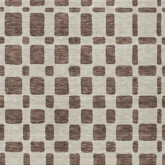 Brown And Beige Geometric Washable Indoor Outdoor Area Rug Photo 6