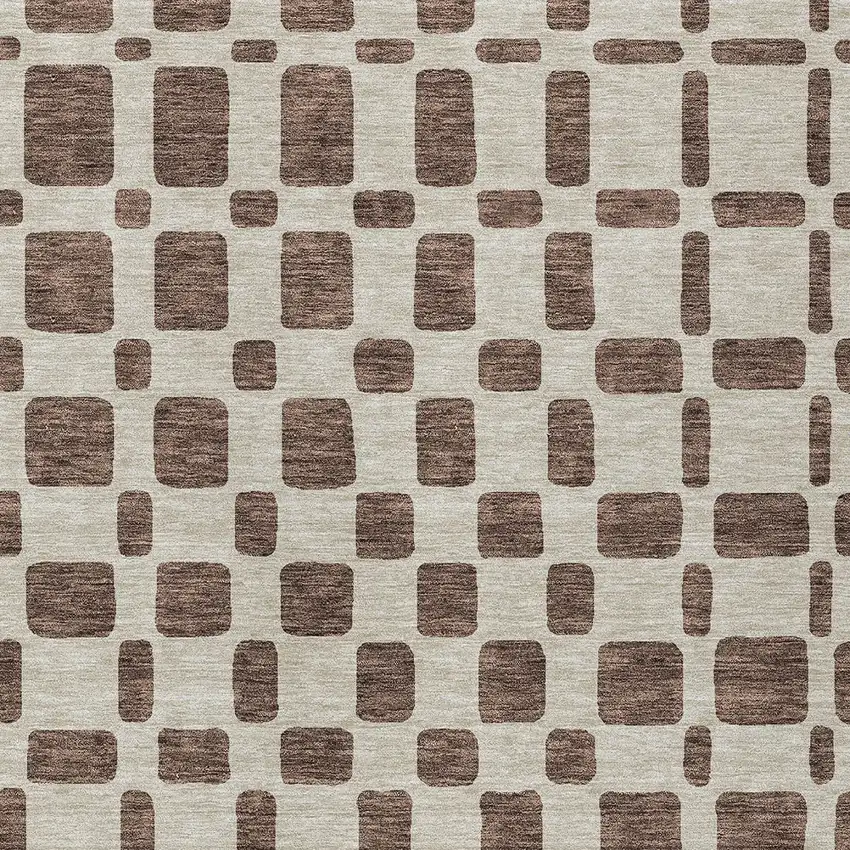 Brown And Beige Geometric Washable Indoor Outdoor Area Rug Photo 6