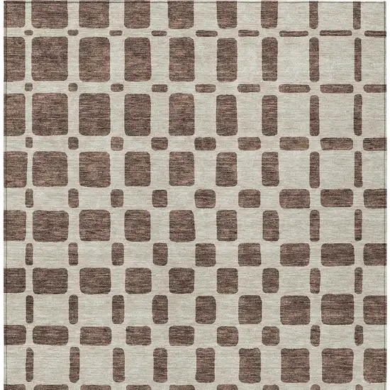 Brown And Beige Geometric Washable Indoor Outdoor Area Rug Photo 6