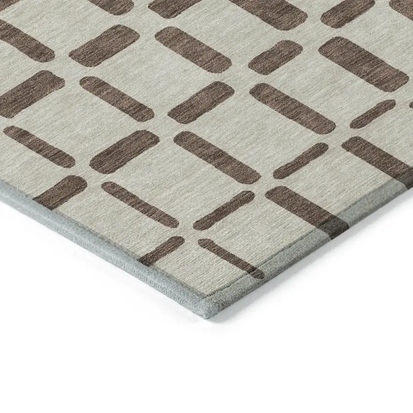 Brown And Beige Geometric Washable Indoor Outdoor Area Rug Photo 4