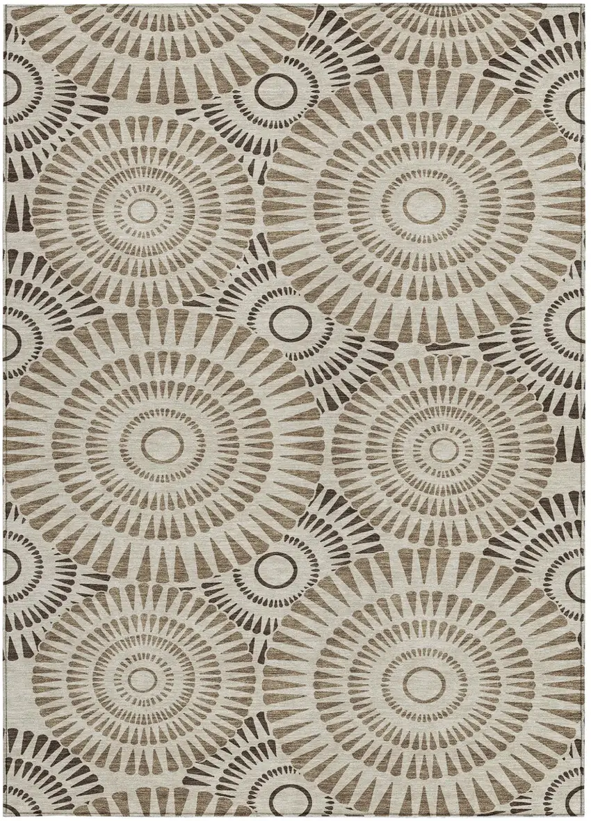 Brown And Beige Geometric Washable Indoor Outdoor Area Rug Photo 8