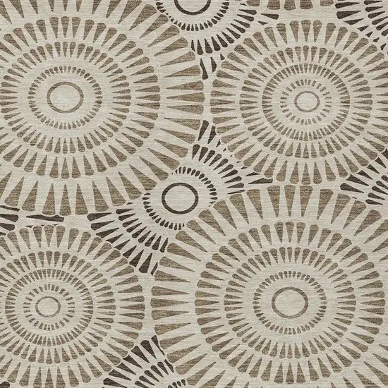 Brown And Beige Geometric Washable Indoor Outdoor Area Rug Photo 7