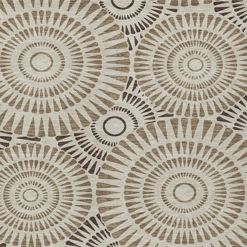 Brown And Beige Geometric Washable Indoor Outdoor Area Rug Photo 7