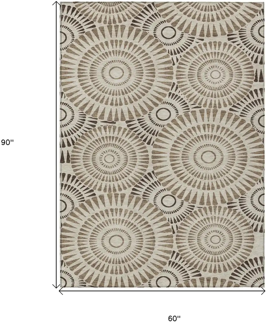 Brown And Beige Geometric Washable Indoor Outdoor Area Rug Photo 3