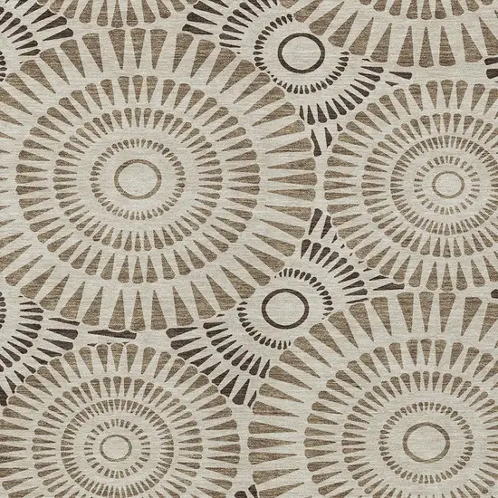 Brown And Beige Geometric Washable Indoor Outdoor Area Rug Photo 7
