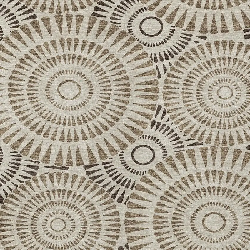 Brown And Beige Geometric Washable Indoor Outdoor Area Rug Photo 7