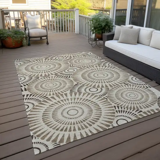 Brown And Beige Geometric Washable Indoor Outdoor Area Rug Photo 8
