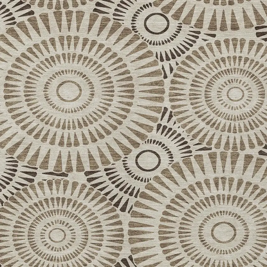 Brown And Beige Geometric Washable Indoor Outdoor Area Rug Photo 7