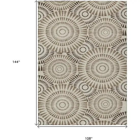 Brown And Beige Geometric Washable Indoor Outdoor Area Rug Photo 3