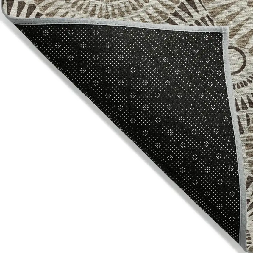 Brown And Beige Geometric Washable Indoor Outdoor Area Rug Photo 4