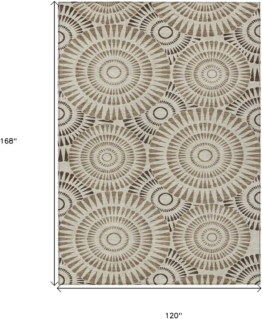 Brown And Beige Geometric Washable Indoor Outdoor Area Rug Photo 3