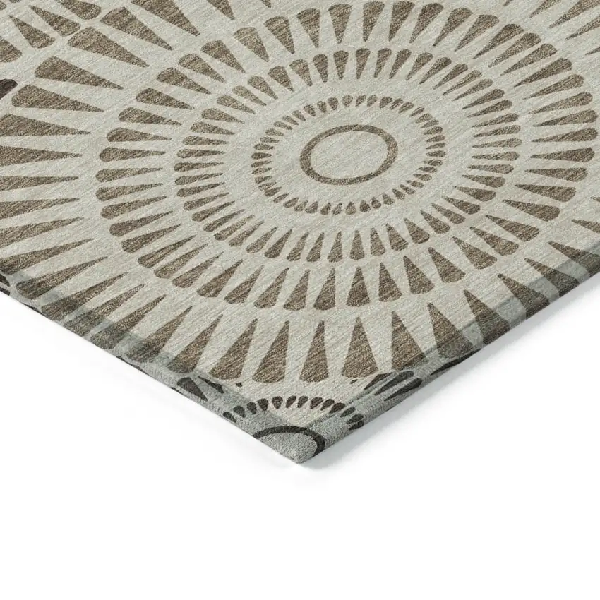 Brown And Beige Geometric Washable Indoor Outdoor Area Rug Photo 5