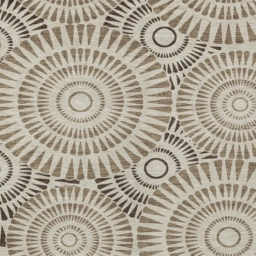 Brown And Beige Geometric Washable Indoor Outdoor Area Rug Photo 7